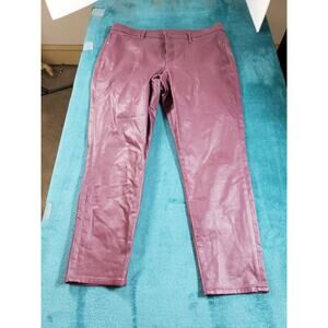 Express Jeans Sz 16 Womens Red Pants Stretch Ladies High Rise Coated Skinny